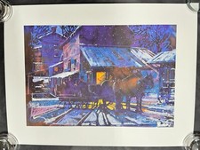 Horses Pulling Sleigh by Paul Melia Print, Pastels, 24 x 18 in picture