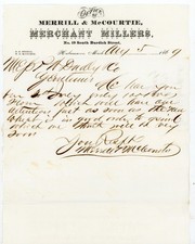 1869 Kalamazoo MI MERCHANT MILLERS Letterhead Merrill & McCourtie, Handwritten picture