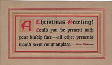 Christmas Motto Saying by Nixon Waterman Red & Gold Border Vintage Postcard picture