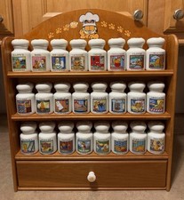 Vintage 1994 Garfield Spice Jar Collection Complete Set w Wood Rack Danbury Mint picture