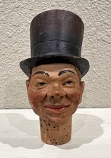 Antique ANRI Hand Carved Painted Wood Dickens Mr. Macawber Bottle Stopper Cork picture