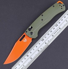 EDC Pocket Folding outdoor Knife Green G10 Handle Axis Lock Orange Color Blade picture