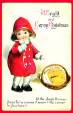 Vtg Signed Clapsaddle Christmas Little Jack Horner Basket w/Pie PC Wolf & Co. picture