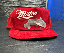Vintage Deadstock Miller Corduroy Snapback Trucker Hat Cap with Catfish picture