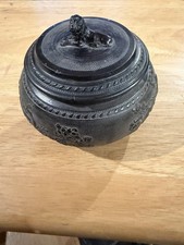 Magnificent Antique Wedgwood Black Basalt Covered Box / Sugar Bowl picture