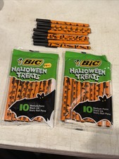 VTG Bic Halloween Treats Pens 28 Pens Black Ink NEW 1990 Bats/Cats/pumpkins Lot picture