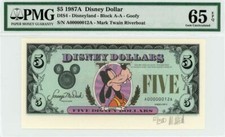 1987 A $5 Disney Dollar Goofy DIS4 PMG 65 EPQ S/N A00000012A picture