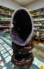19.2LB Natural amethyst Mineral Quartz dinosaur egg Energy Healing+stand picture