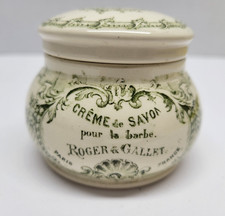 Antique Roger & Gallet Paris Shaving Soap Jar Crème de Savon Barbe French Pot picture