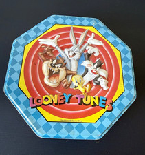 Vintage 1998 Warner Bros Looney Tunes Octagon Tin Bugs Bunny Taz Tweety Sylveste picture