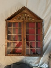 VTG Enesco My Collection Wood Glass Curio Cabinet Mini Trinket Display 1982 picture