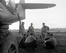 US Navy Aircrew Resting Beside Landing Gear 8x10 Photo Print WWII WW2 HT41361858 picture