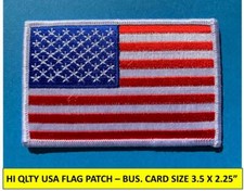 USA AMERICAN FLAG EMBROIDERED PATCH IRON-ON SEW-ON WHITE BORDER (3½ x 2¼”) picture