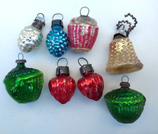 (8) VTG Glass Mini FEATHER TREE Christmas Ornaments picture
