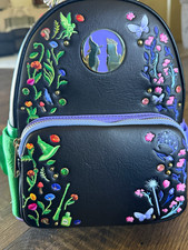 Loungefly Wicked Embroidered Floral Black Purple Green Mini Backpack picture