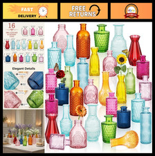 32 PCS Vintage Colorful Glass Bud Vases Set - Wedding Centerpieces & Home Decor picture