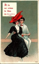 Vintage Postcard It Is No Crime To Kiss In Montour, IA Iowa Man & Woman picture