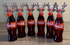 Lot of 6, Coca-Cola Plastic Bottle Reindeer Christmas Holiday Coke Ornaments picture