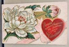 1910 Beautiful Embossed Valentine Postcard Paeonia Symbol of Happines Lithograph picture