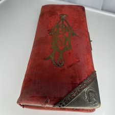Antique Victorian Red Velvet Photo Album Brass Hardware CDV Cabinet Cards 16x8