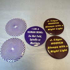 Vintage Pins & Buttons - J Edgar Hoover, Human Being, Spiral picture