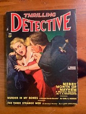 Thrilling Detective Pulp Aug 1947, Belarski Cvr Louis L'Amour Dead Man's Trail picture