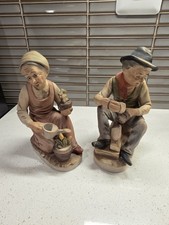 VTG Homco Old Man Shoe Shiner & Women watering flowers Figurines picture