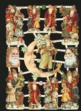 German Embossed Style Scrap Die Cut Relief - Christmas Santa Moon WOW   EF7314 picture