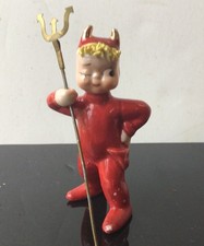 Vintage LEFTON 1950s Ceramic Red Devil W PITCHFORK Figurine Japan 3 Inch picture