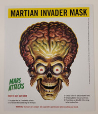 MARS ATTACKS Vintage MARTIAN INVADER CARDBOARD CUT OUT ALIEN MASK New Topps RARE picture