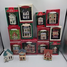 VTG Hallmark Keepsake Ornaments Lot Nostalgic Houses Shops Village Collection 15 picture