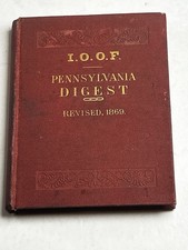1869 Antique IOOF PENNSYLVANIA DIGEST of LAWS Book Odd Fellows Fraternal Masonic picture