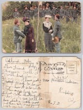 1909 US Soldiers Greeting Ladies Postcard Ashland NE H. H. Stratton Military picture