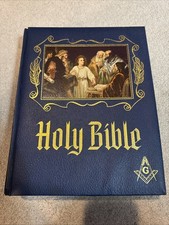Heirloom Masonic Freemason Large Holy Bible Blue Master Reference Edition picture