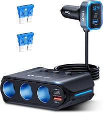 7 In 1 Car Cigarette Lighter Splitter 180W Adapter Dual PD QC3.0 Fast Charger... picture
