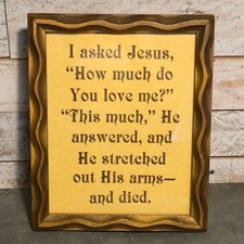 Vintage Mid Century Wood Framed Jesus Quote Religious Wall Plaque Christian Deco picture
