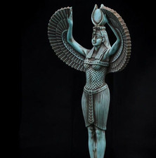 RARE Egyptian Artifacts Of Authentic Pharaonic Winged Statue Of Goddess Isis Bc picture