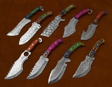 LOT OF 9 HANDMADE STEEL J2 TRACKER KNIFE WITH EATCHING WOOD HANDLE # A-32 picture