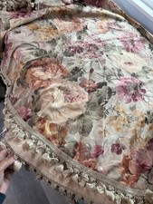 VTG  Burlington Monaco Round Tablecloth Tassel Floral Cottagecore Victorian USA picture
