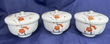 Fukagawa Seiji Arita Lidded Tea Bowls Kumidashi Mushi Wan Red White picture