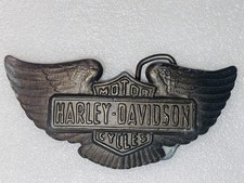 Vintage Harley Davidson Belt Buckle Brass Tone Wings Bar Shield Motorcycle Biker picture
