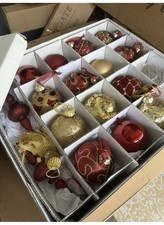 Frontgate Luxury Cristmas XL 4” Ornaments Red /Gold 40 Pieces NIB -2 Boxes picture