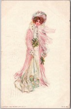 Vintage 1910 Pretty Lady Greetings Postcard Glamour / Fashion - GRAY LITHO CO. picture