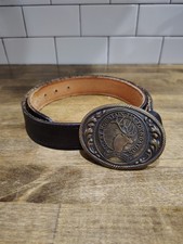 Rare Vintage Rocky Mountain Elk Foundation Solid Brass Belt Buckle & Belt S 34 picture