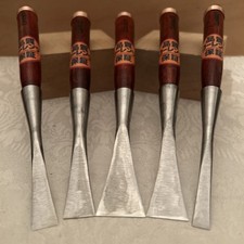 Japanese Nomi Carving Chisel Fishtail Flat Set #1 / 10, 15, 20, 25, 30 White Oak picture