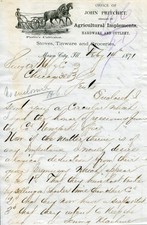 1871 hand written letter to Singer Sewing Machine about a competitor picture