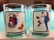 Set of 2 Vintage 1979 NORMAN ROCKWELL Arby's Pepsi Collectible Drinking Glasses picture