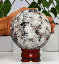 Superb Rainbow Moonstone Sphere 5 lbs Black Tourmaline Flash Healing Gem Ball picture