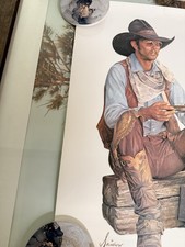 Vintage Gordon Snidow “Baked Beans and Beer” 1981 Coors Cowboy Lithograph Print picture