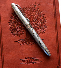 NEW HONGDIAN 5010 FROSTED STEEL FOUNTAIN PEN WITH FINE NIB & 2 SAMPLES OF INK picture